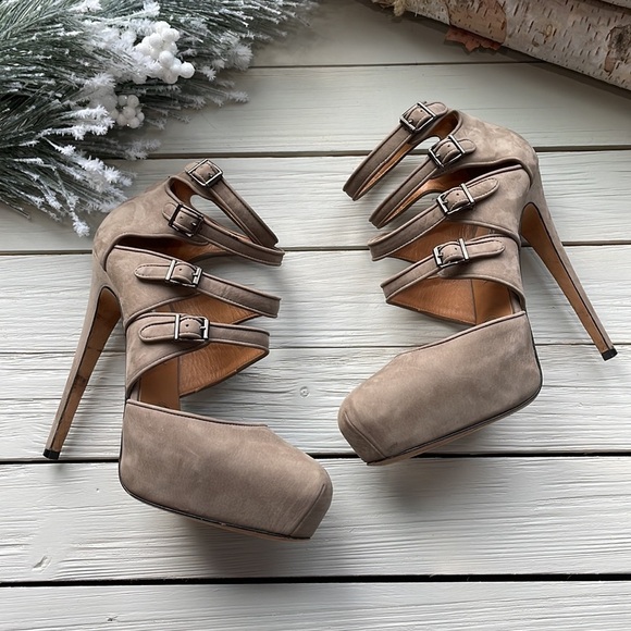Brian Atwood Suede Strappy Stiletto Heels size 7.5